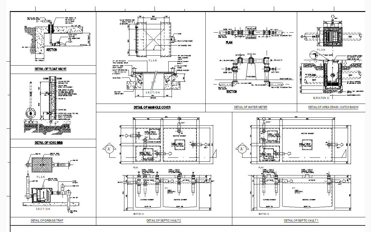 Various Plumbing And Sanitary Details Template Cad Files Dwg Files