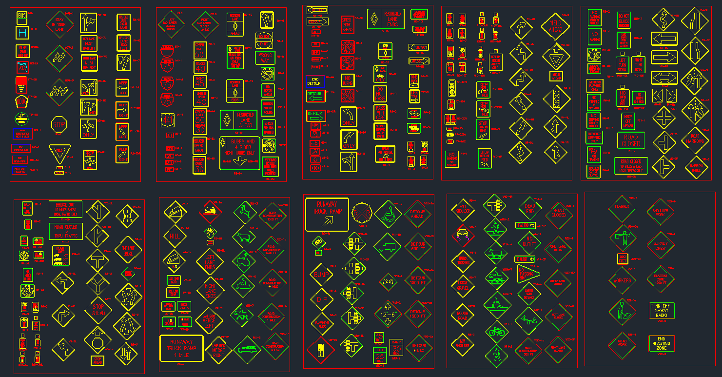 road signs in autocad format
