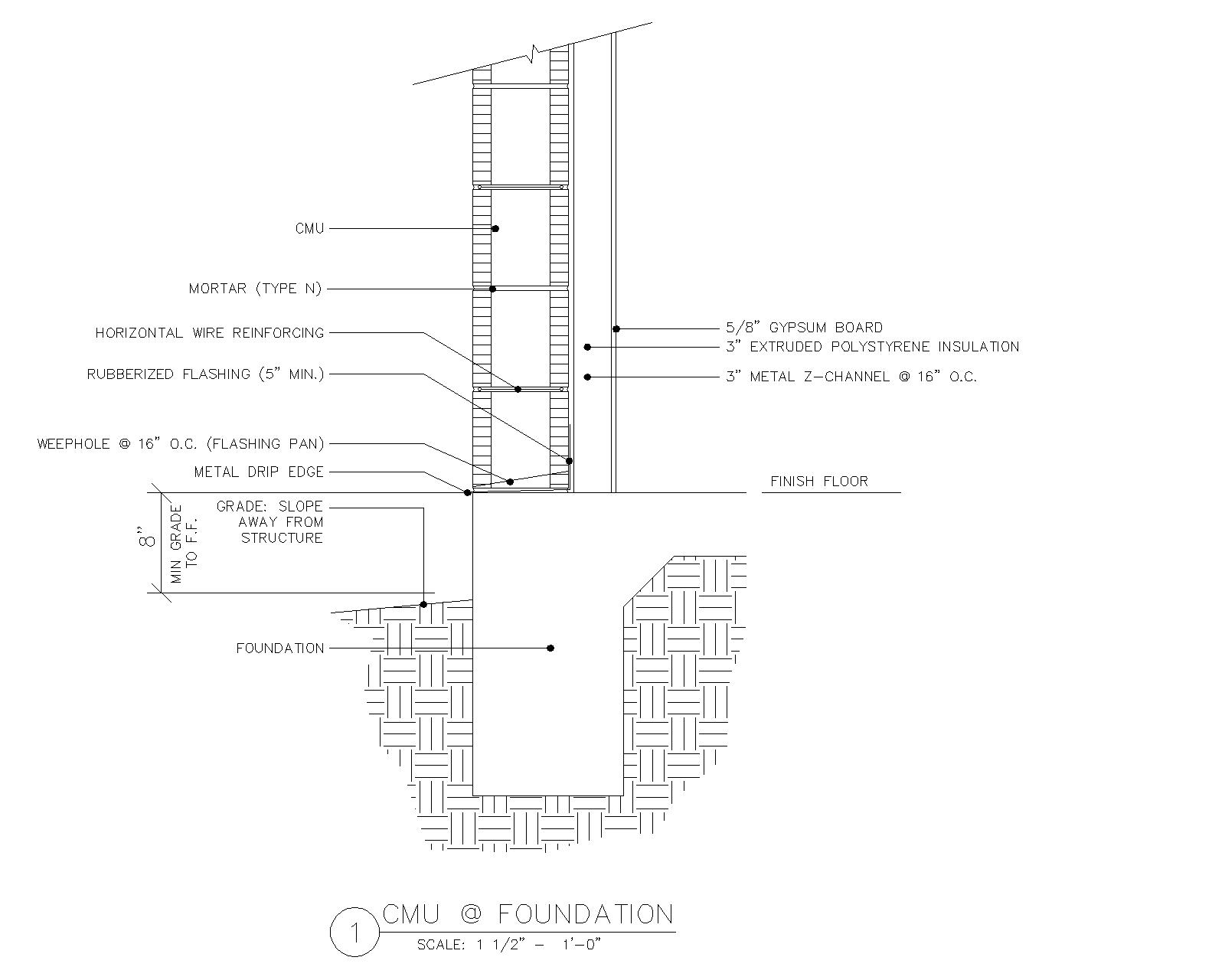 CMU Wall Detail Section - PlanMarketplace