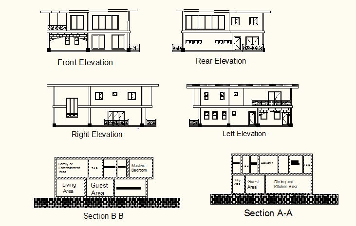 2 storey Residential Modern House CAD Files DWG Files Plans And Details