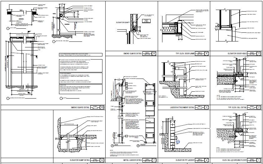 Elevator Shaft Pit Section Details Typical Elevator  Details  CAD Files DWG files Plans and 