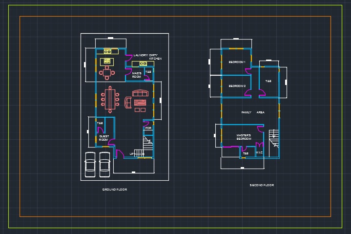 Residential Family House Plan X DWG For AutoCAD Designs CAD | www ...