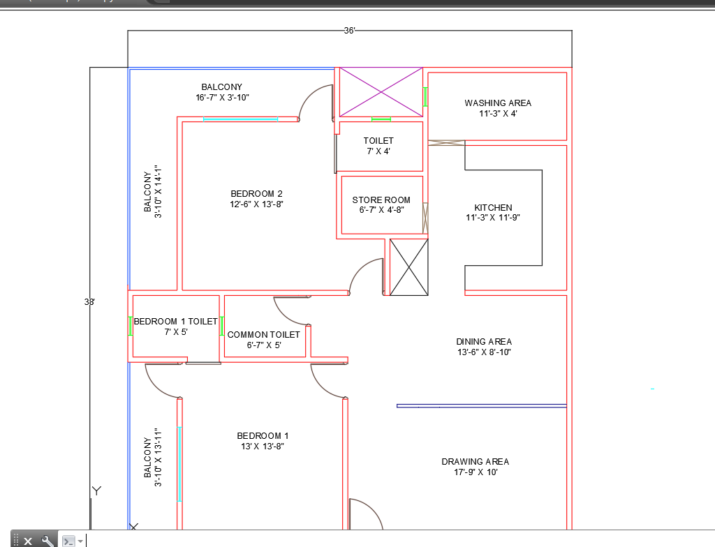 2bhk Flat Plan CAD Files DWG Files Plans And Details