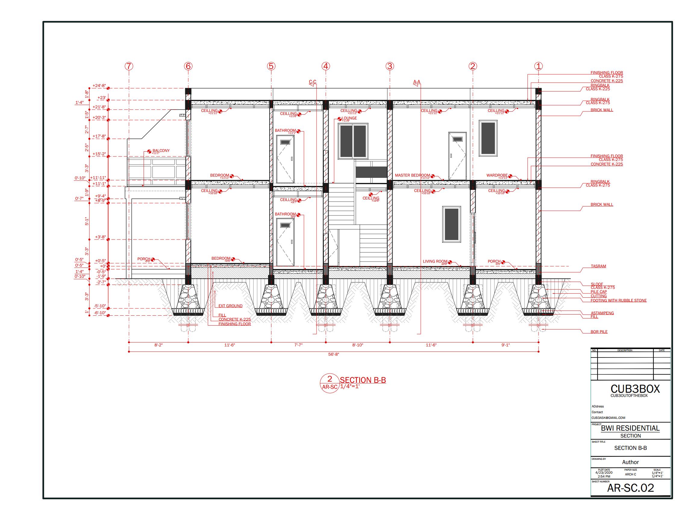 Architectural Single Storey House Section Layout File Cadbull ...