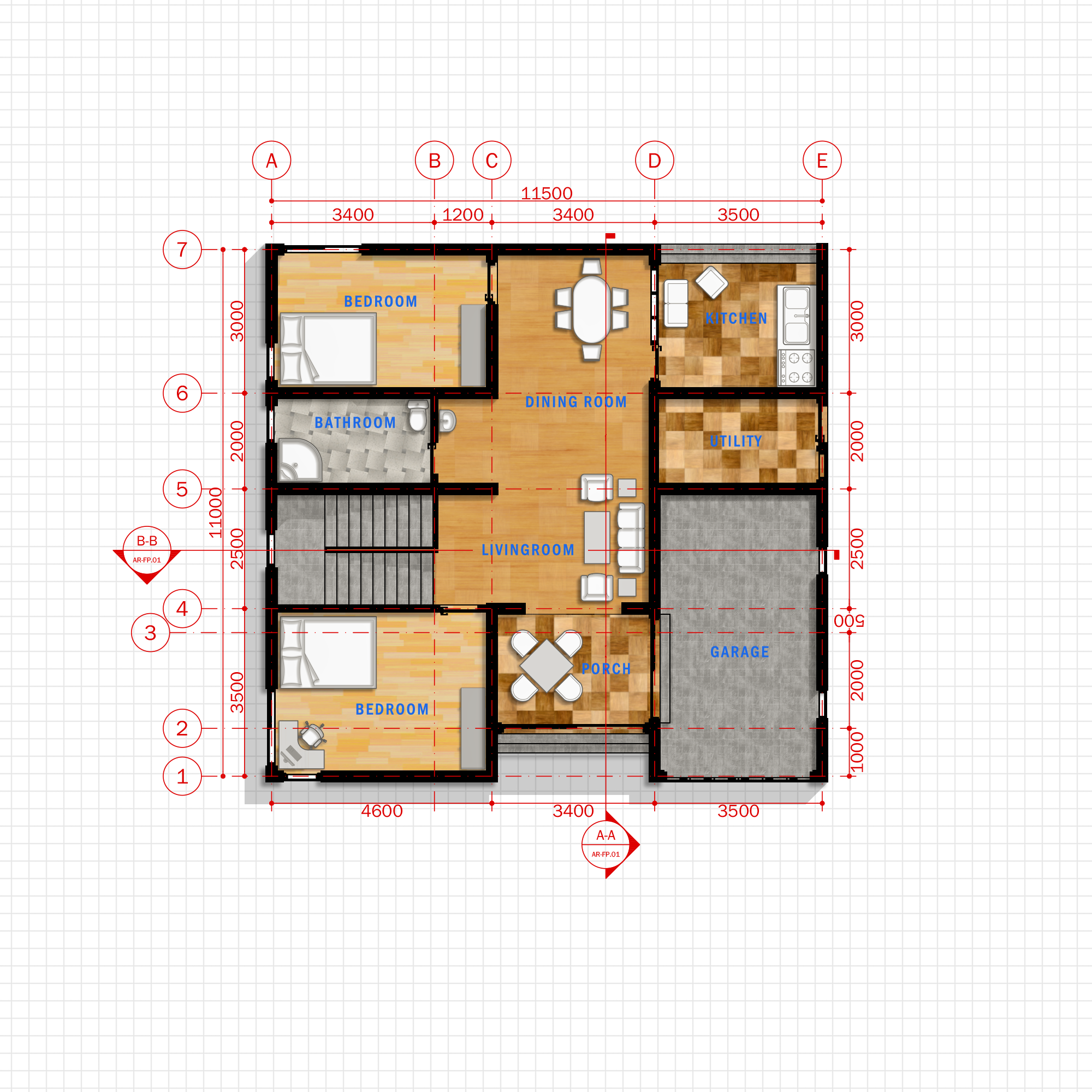 Simple Modern House 1 Architecture Plan With Floor Plan Metric Units CAD Files DWG Files