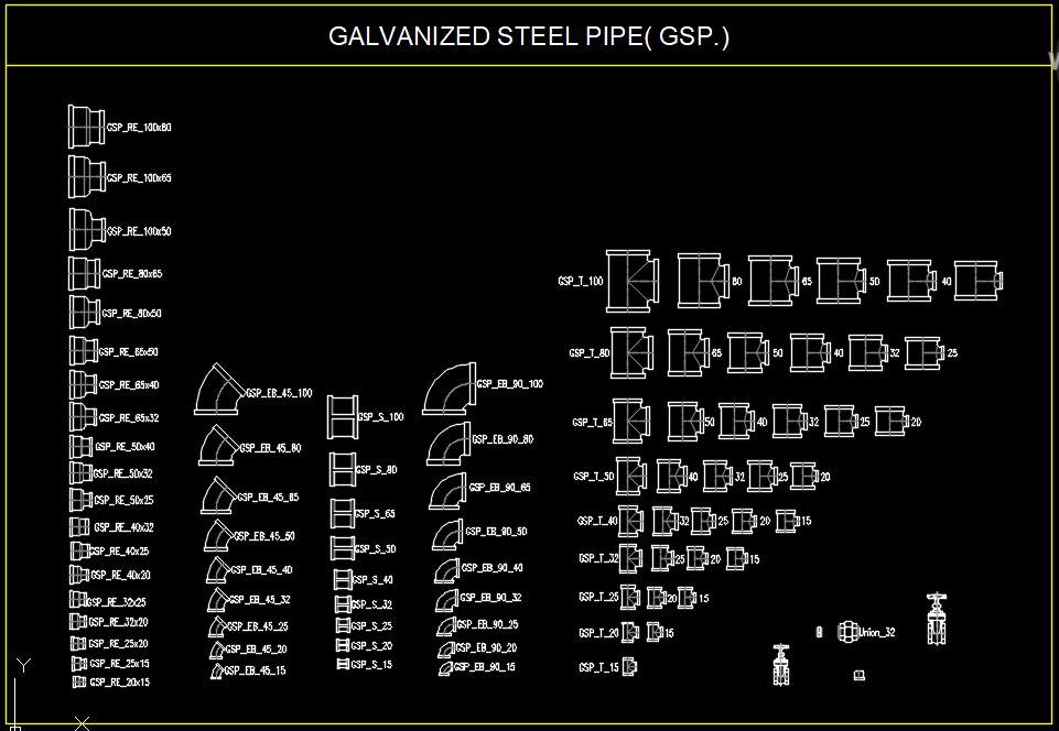 pipe fittings symbols autocad