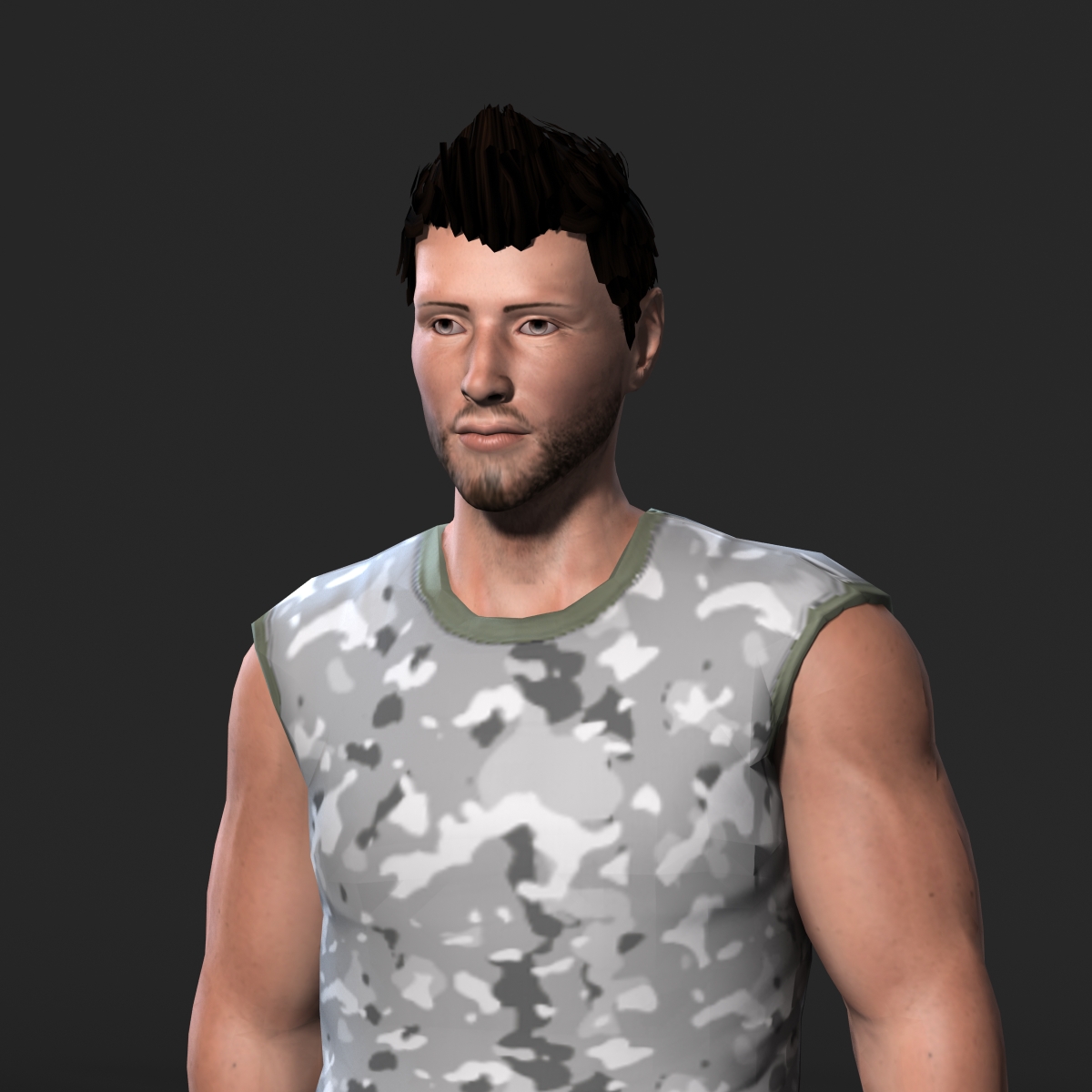 Animated Muscular Man Rigged D Game Character Low Poly D Model Cad