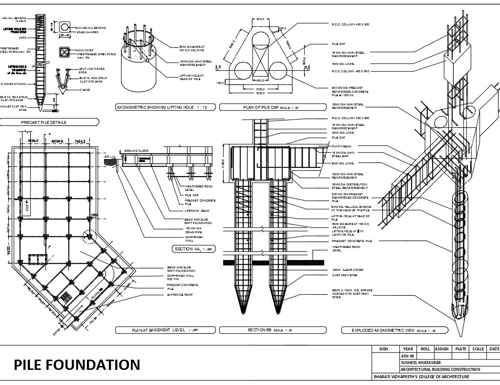 【CAD Details】Pile Foundation CAD Details - CAD Files, DWG files, Plans