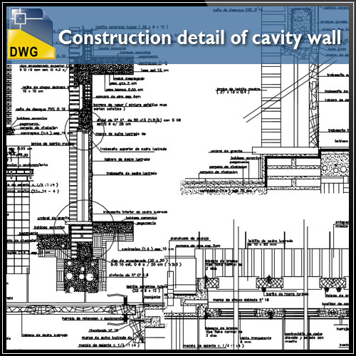 【cad Details】construction Detail Of Cavity Wall Design Drawing Cad Files Dwg Files Plans And 7121