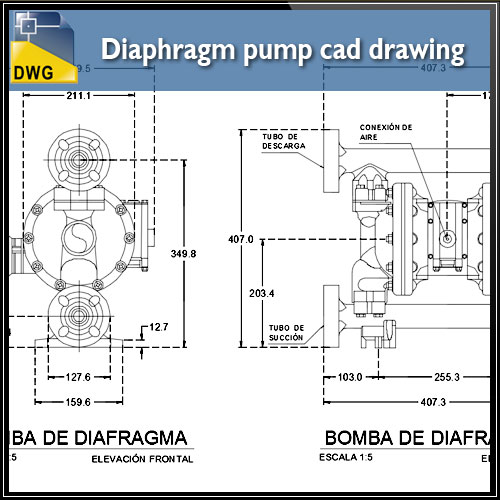 CAD DetailsDiaphragm Pump CAD Drawing In D CAD Files DWG Files Plans And Details