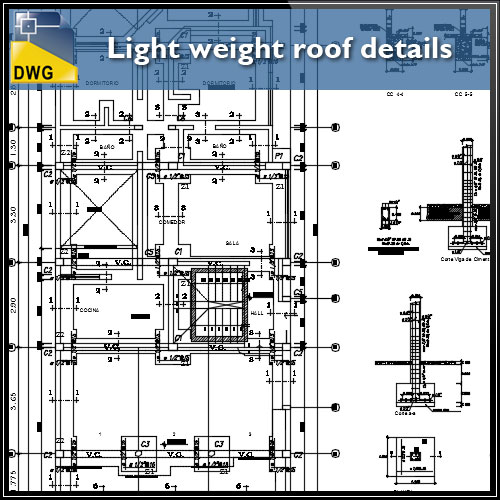 ã€ CAD Detailsã€'Light weight roof architecture structure CAD Details - CAD