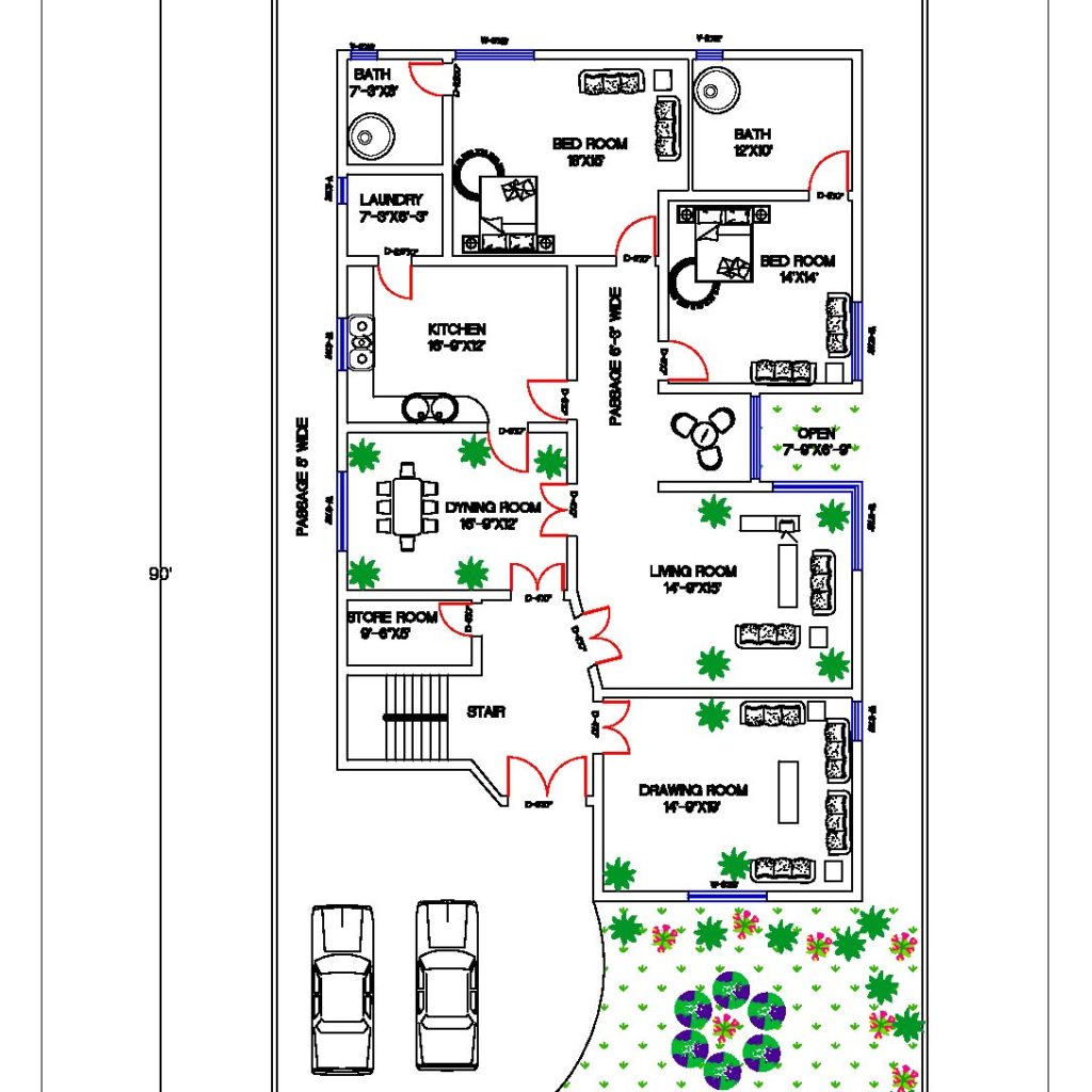 1 Kanal House Plan CAD Files DWG Files Plans And Details