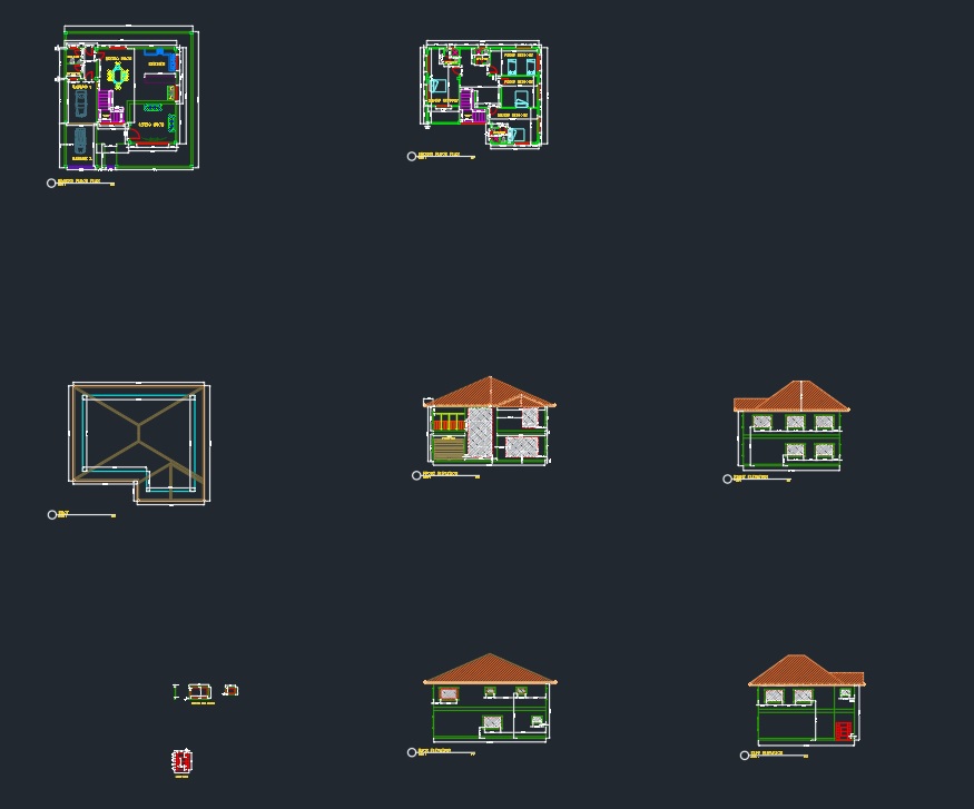 2 Storey House with Floor Plan 2D - CAD Files, DWG files, Plans and Details