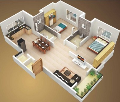 2BHK Plan - CAD Files, DWG files, Plans and Details