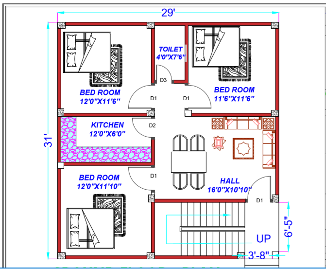 2BHK PLATE - CAD Files, DWG files, Plans and Details