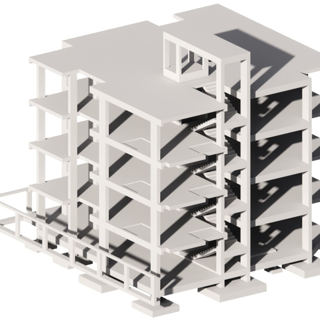 Residential building G+3 with ground parking in Revit 3D model - CAD ...