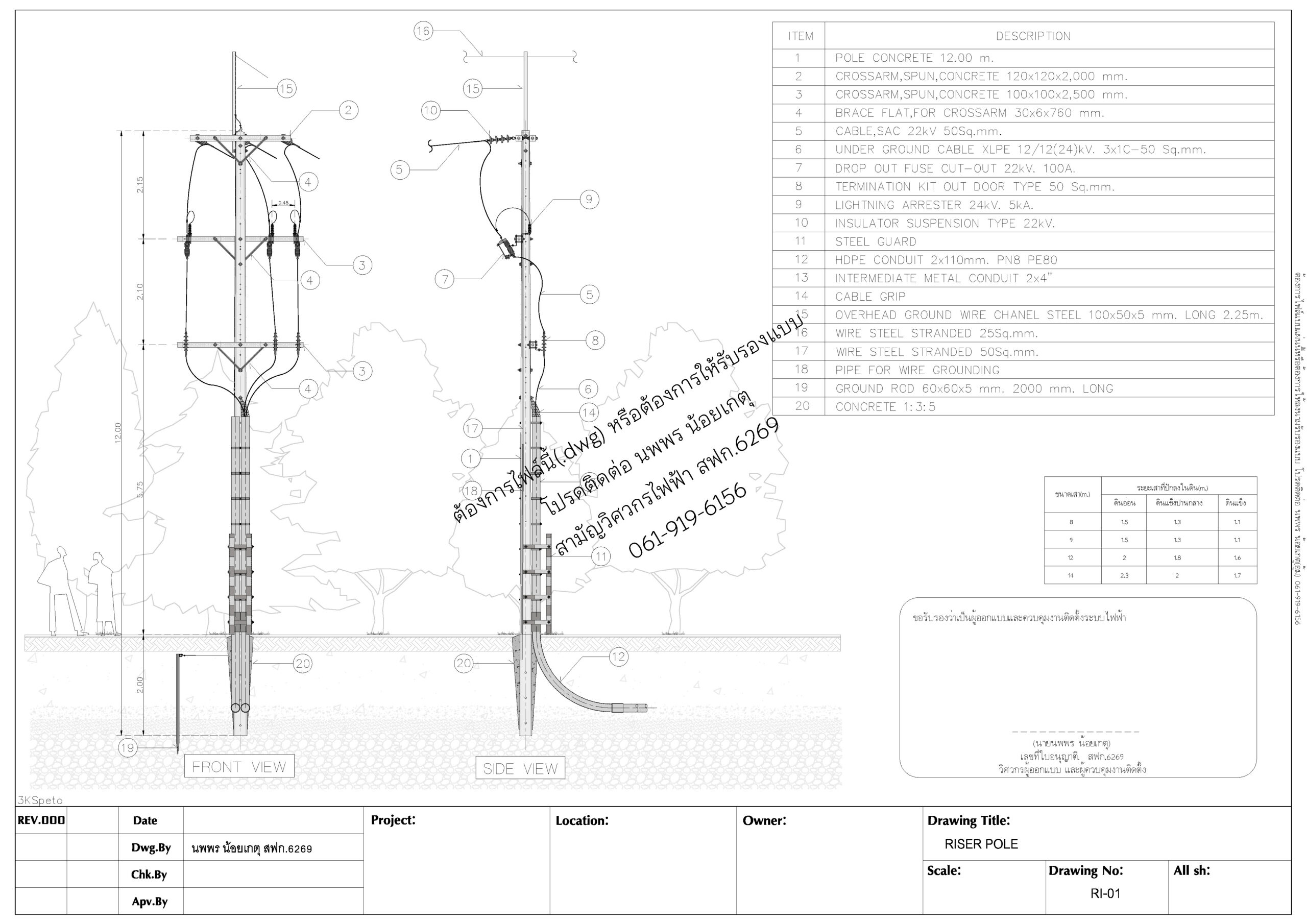 Electrical Riser Pole Detail Cad Files Dwg Files Plans And Details