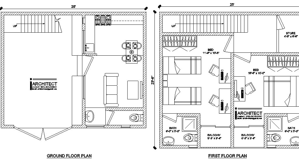 2d Tiny House with 2 Floors - CAD Files, DWG files, Plans and Details