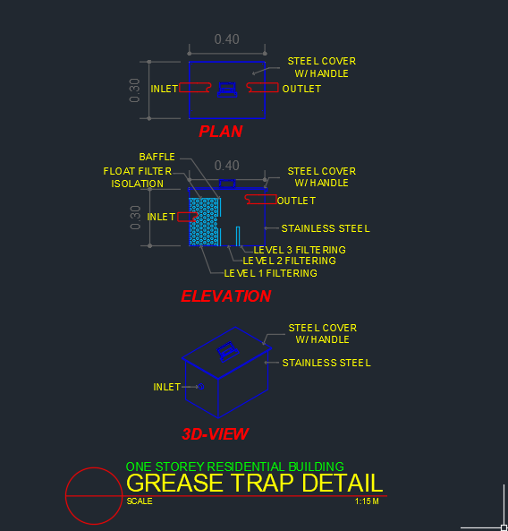 Grease Trap (Stainless) - CAD Files, DWG files, Plans and Details