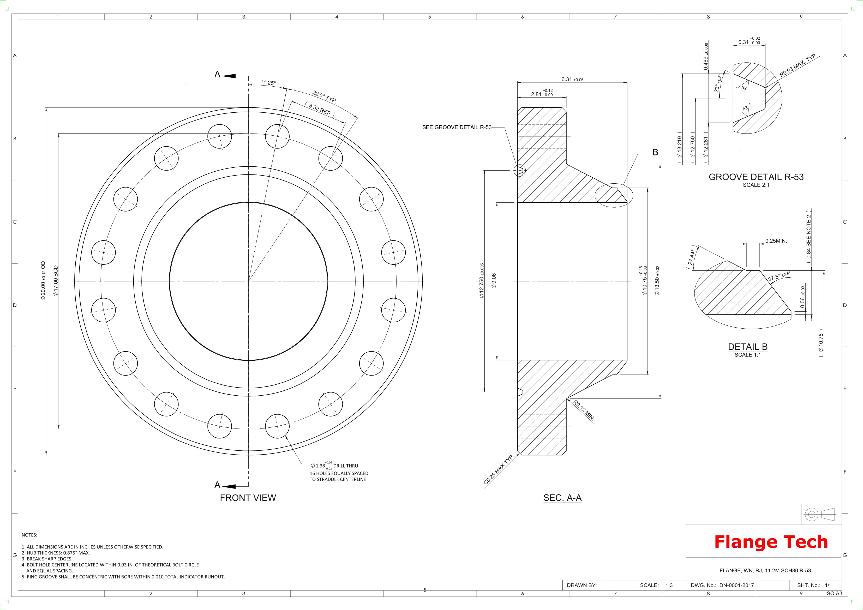 Flange Wn Rtj 11 2m Sch80 R 53 Cad Files Dwg Files Plans And Details 