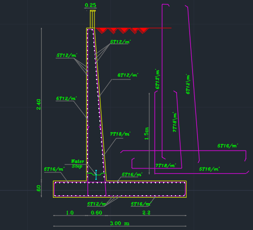 Retaining wall reinforcement detailing - CAD Files, DWG files, Plans ...