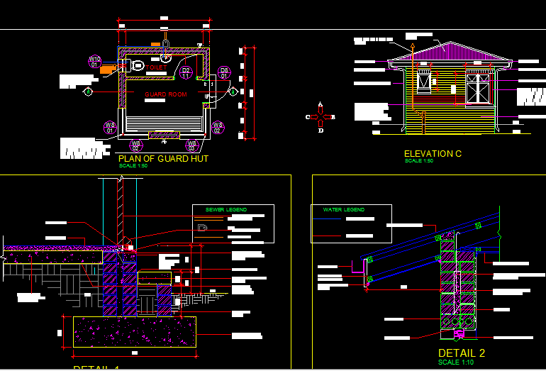 GUARD HOUSE ELEVATION SECTION DETAILS PLANS CAD Files DWG Files Plans And Details