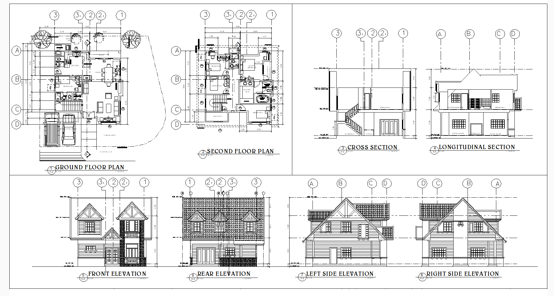 Two Storey Residence 160 Sqm. American Theme CAD Files
